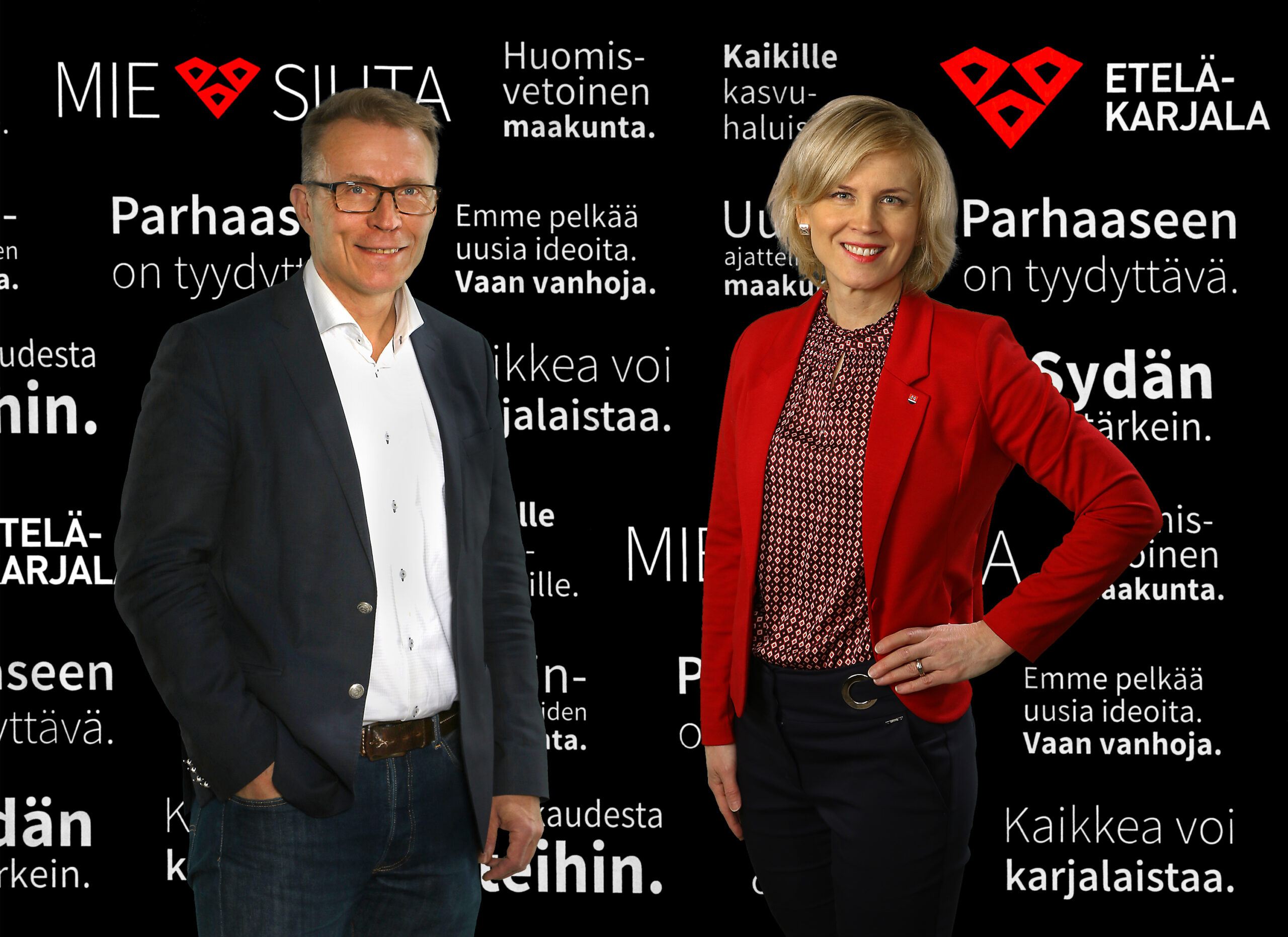 Jukka Kopra ja Satu Sikanen yhteiskuvassa vierekkäin.