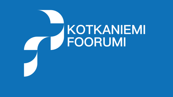 Sinisellä taustalla valkoinen teksti "Kotkaniemi-foorumi" sekä tapahtuman logo.